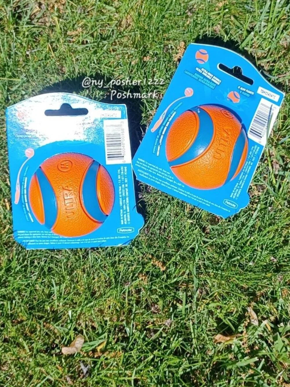 𝗖𝗵𝘂𝗰𝗸𝗶𝘁! 𝗨𝗟𝗧𝗥𝗔 𝗕𝗔𝗟𝗟 Dog Toy Orange/Blue (Size Medium) (2 balls)